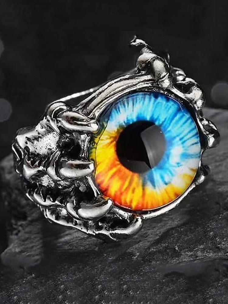 Мужское кольцо из сплава «глаз дракона» на Хэллоуин, регулируемое украшение в стиле готического панка в виде глаза монстра для косплея, вечеринок и фестивалей 2026 - $8.99 –P4
