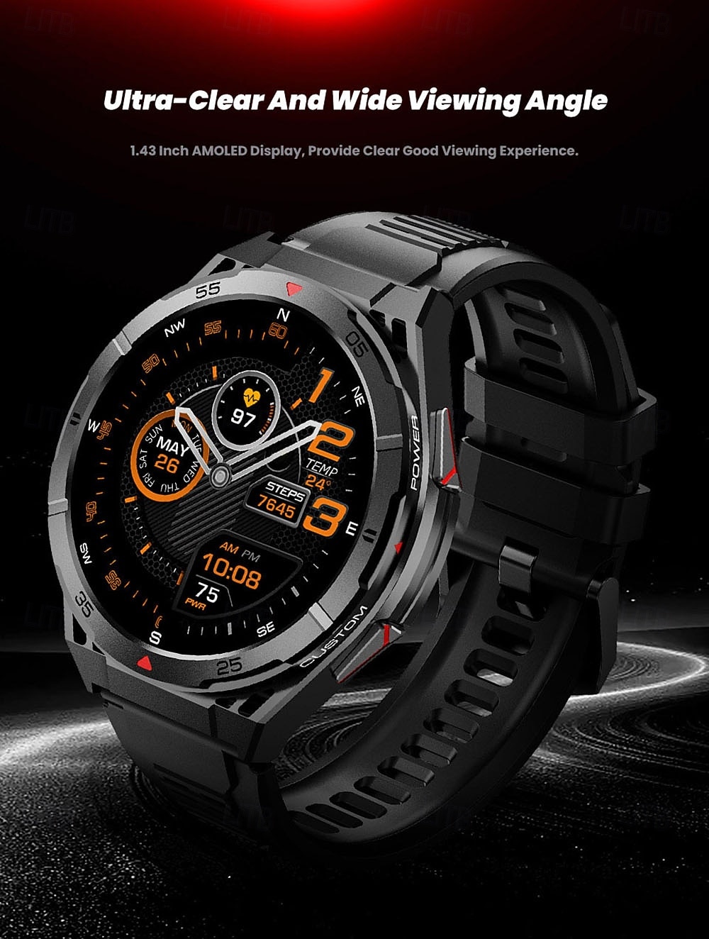 X28 Smart Watch 1.43 inch Smartwatch Fitness Running Watch Bluetooth Pedometer Call Reminder Activity Tracker Compatible with Android iOS Women Men GPS Long Standby Waterproof IP68 22mm Watch Case 2025 - $64.99 –P6