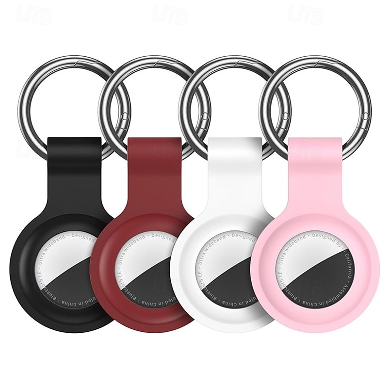 4er-Pack kompatibel mit Apple Airtag-Halter, Schlüsselanhänger, Silikon-Schlüsselanhänger, Ringhüllen, Abdeckungen, Tags, GPS-Tracker, Artikel-Tag-Finder, Zubehör für Taschen, Gepäck für Apple Airtag 2026 - $14.99 –P4