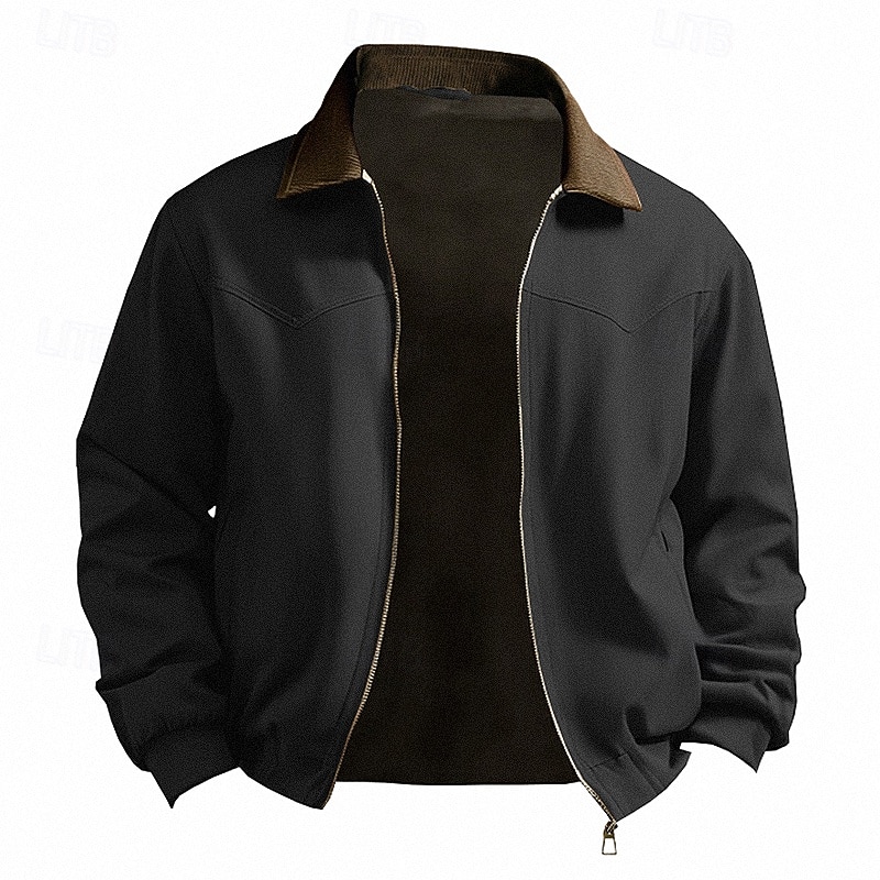 Homens Jaqueta Carga Jaqueta casual Férias Diário Respirável Bolsos Outono Inverno Tecido Moda Clássico Lapela Padrão Preto Marron cáqui Casaco de 2025 por $51.99 –P10