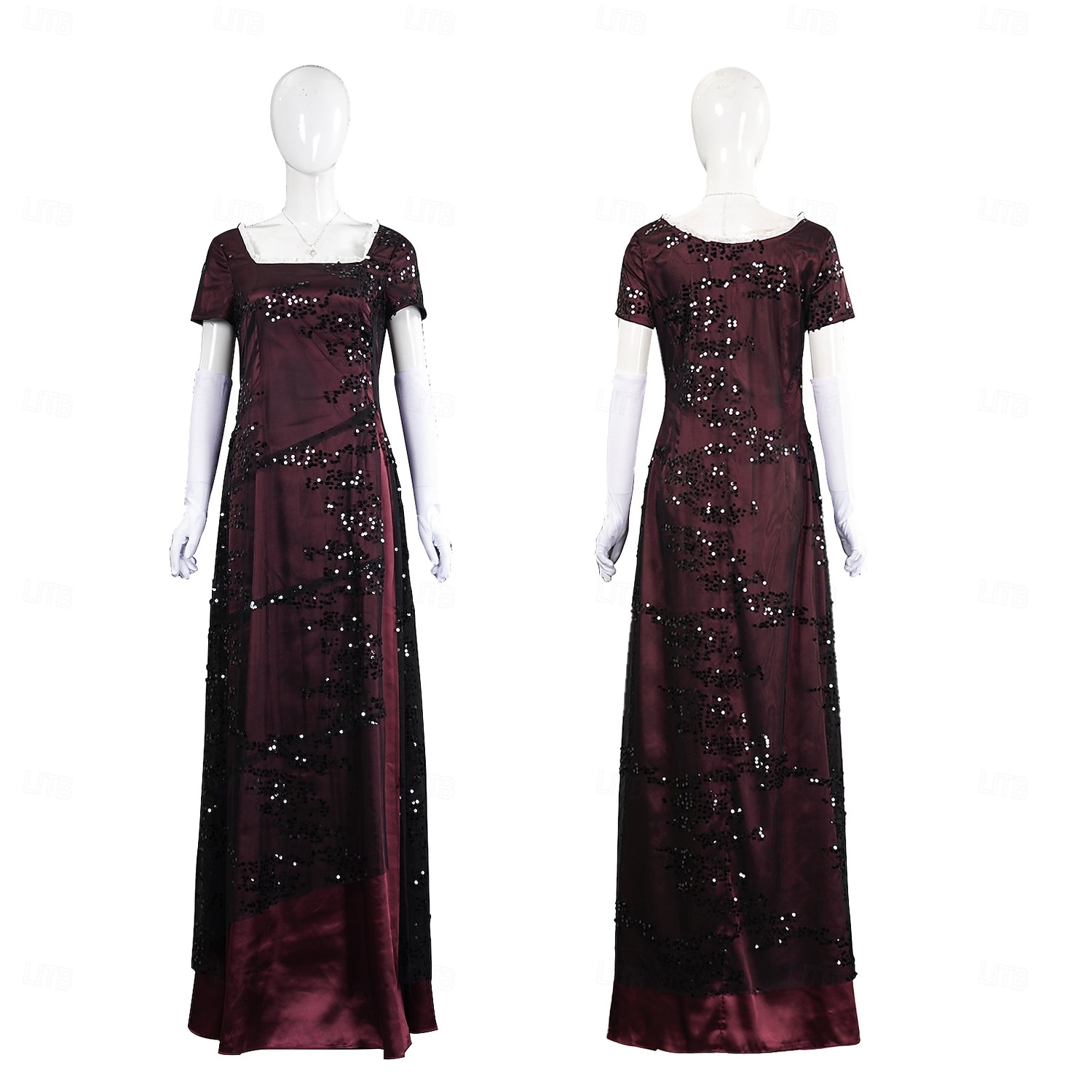 Roaring 20s 1920s Ankle Length Dress Evening Dress Fancy Costume Short Sleeves The Great Gatsby Sequins Square Neck Fancy Dress Women's Carnival Evening Party Party Masquerade Adults Dress Gloves 2026 - $100.99 –P7