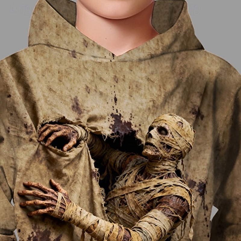 Halloween Pojkar 3D Dödskalle Huvtröja Långärmad Vår Höst Mode Streetwear Barn 4-12 år Huva Utomhus Ledigt Dagligen Normal 2025 - $18.99 –P2