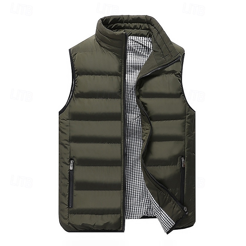 Ανδρικά Γιλέκο Puffer Veste Gilet Διακοπές Καθημερινά Ημερομηνία Μοντέρνα Καθημερινό Φθινόπωρο Χειμώνας Τσέπη Πολυεστέρας Διατηρείτε Ζεστό Άνετο Συμπαγές Χρώμα Φερμουάρ Όρθιος Γιακάς Κανονικό 2026 - $29.99 –P11