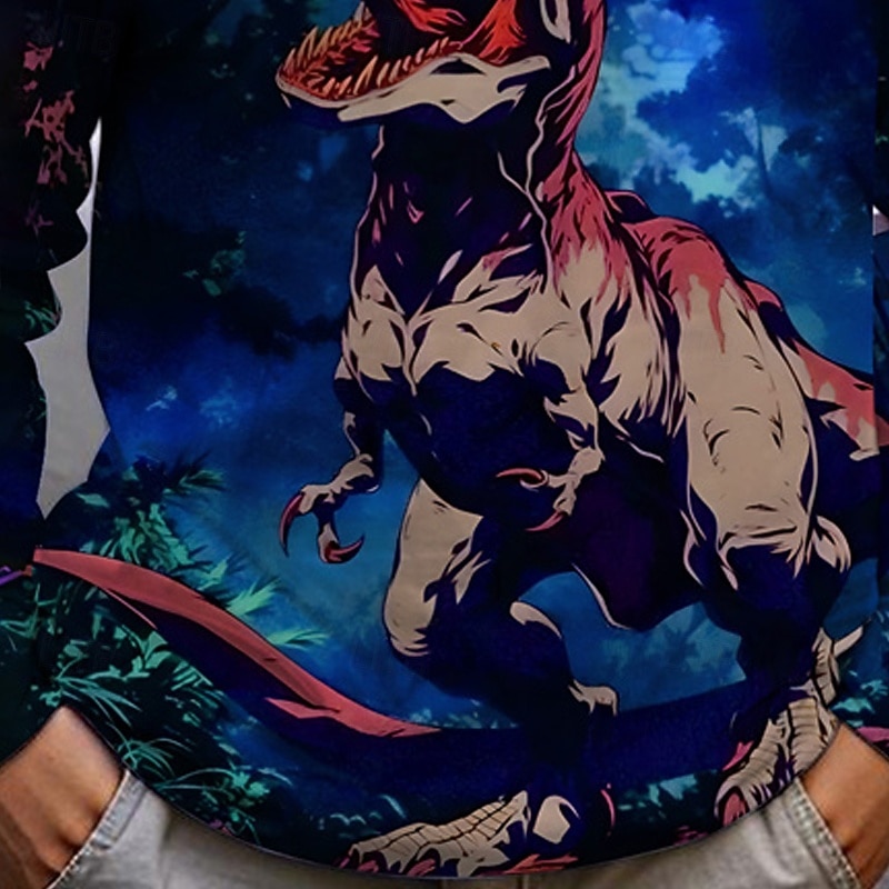 Pojkar 3D Dinosaurie T-shirt Långärmad Vår Höst Mode Grundläggande Barn 4-12 år Rund hals Utomhus Ledigt Dagligen Normal 2025 - $13.99 –P3