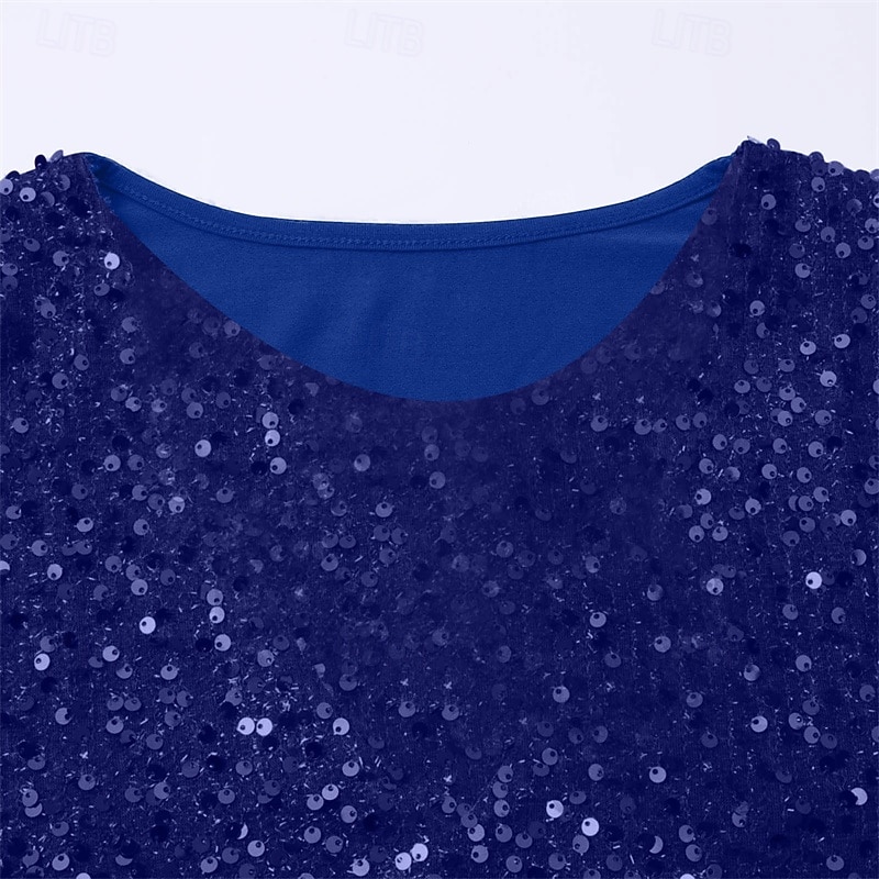 Pentru femei Tricou Tee Top Paiete Peteci Culoare solidă Modă Stilat Clasic Manșon Lung Rotund Topuri obișnuite Zilnic Sfârșit de săptămână Albastru piscină Primăvară Toamnă 2026 - $28.99 –P4