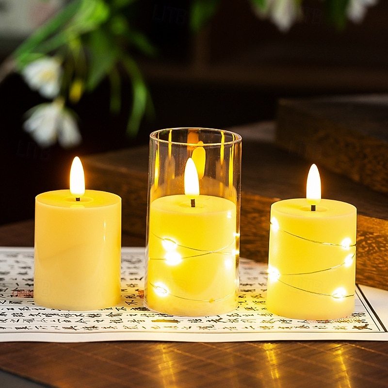 Lot de 3 bougies électroniques à LED pour Noël, Halloween, Nouvel An, Saint-Valentin, mariage, festival, fête, décoration de bureau, ornement lumineux, batterie AG13 * 3 de 2025 ? $11.49 –P2