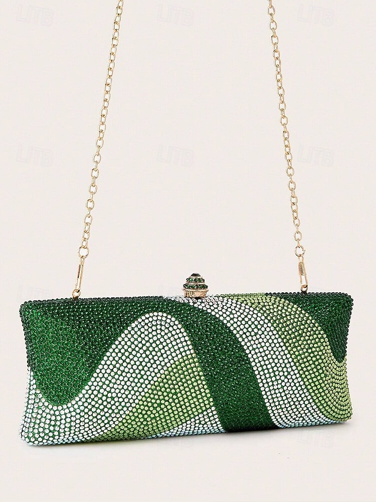 pochette da sera in cristallo da donna con tracolla a catena, borsa di lusso con strass in opzioni multicolore, elegante borsa per matrimoni, cocktail party ed eventi formali del 2026 a $46.99 –P6