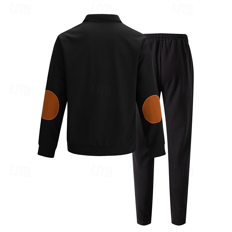 Herre Genser Joggedress Antrekkssett Høy krage utendørs Daglig Sport Snorer Lomme Fargeblokk Svart Hvit Kongeblå Polyester Sportsklær Mote Gatemote Vår 2026 - $46.99 –P6