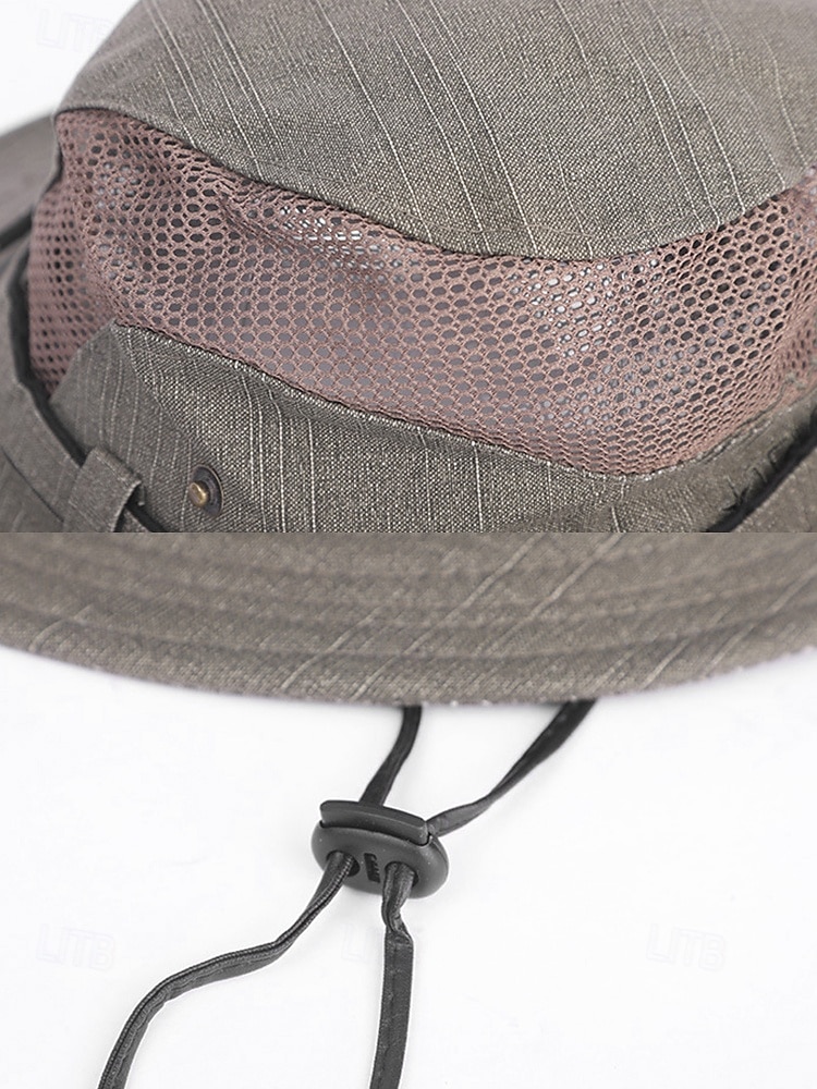 Męski kapelusz safari z ochroną przeciwsłoneczną – oddychający, siateczkowy kapelusz wędkarski z szerokim rondem i paskiem pod brodą, idealny na piesze wędrówki, kemping i podróże 2026 - $18.99 –P8