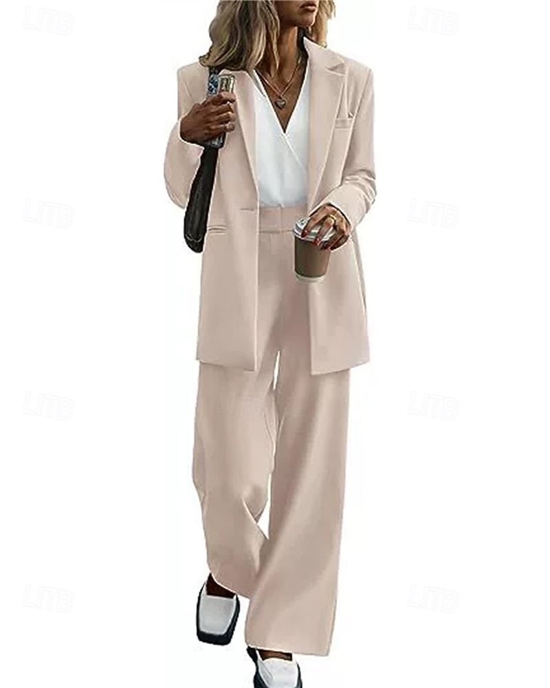 Γυναικεία Σετ παντελονιών Blazer Suits Μακρυμάνικο Κολάρο Πουκαμίσου Σκέτο Dubbele Rij Knopen Ενεργό Μοντέρνα Διακοπές Καθημερινά Μαύρο Ρουμπίνι Θαλασσί Φθινόπωρο Κανονικό 2026 - $67.99 –P2