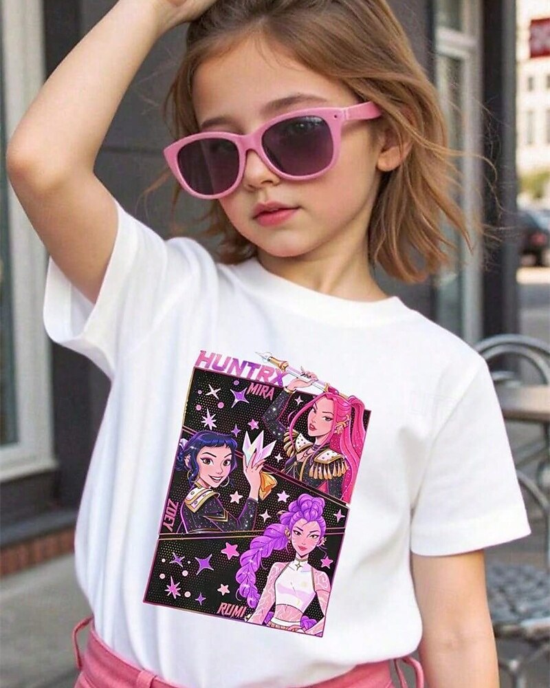 K-popowa koszulka z krótkim rękawem dla dziewcząt w modnym stylu anime z motywem łowcy demonów, wykonana w 100% z bawełny, oddychająca i wygodna, z nadrukiem, modna, na co dzień, ze słodkim wzorem i zabawną grafiką 2025 - $13.99 –P1