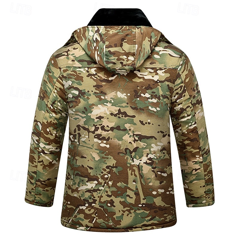 Herren Wanderjacke Fleecejacke Daunenjacke Thermo-Set Winter Draussen Tarnung Thermowarm Oberteil Armeegrün Grün Khaki 2025 - $51.99 –P10