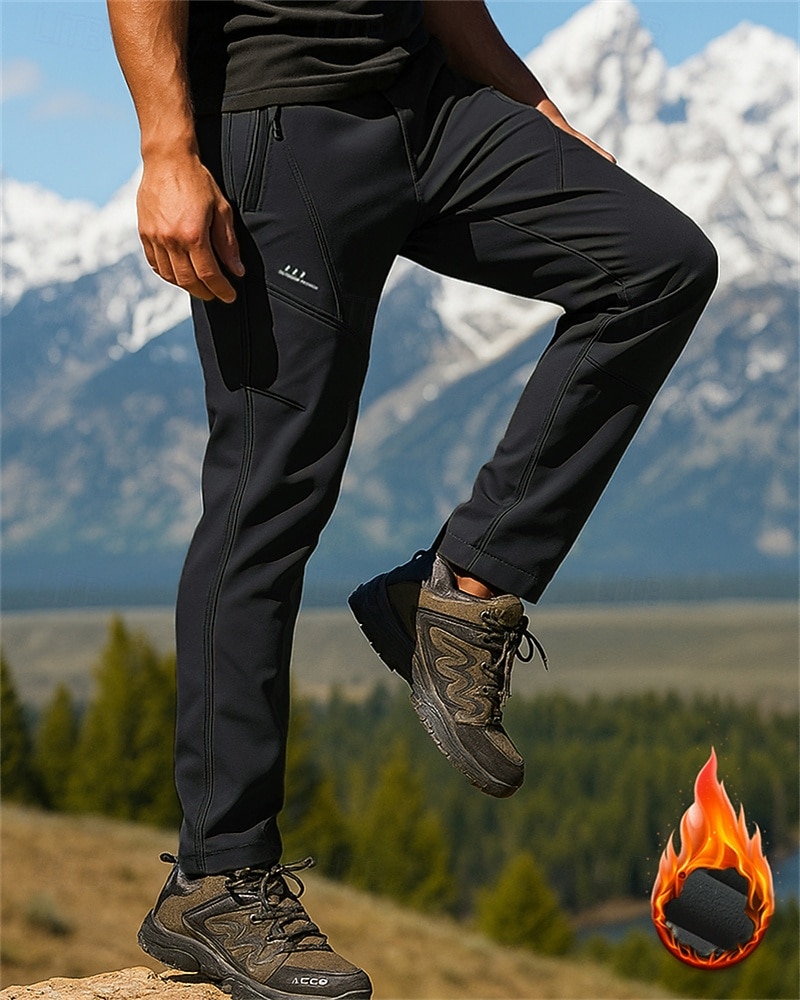 בגדי ריקוד גברים מכנסיים לטיולי הליכה מכנסיים רכיבה על אופניים מעיל חורף מכנסי פליסה חורף סתיו חיצוני רגיל עמיד למים עמיד חם מכנסיים כיס ירוק צבא אפור כהה 2026 - $36.99 –P5