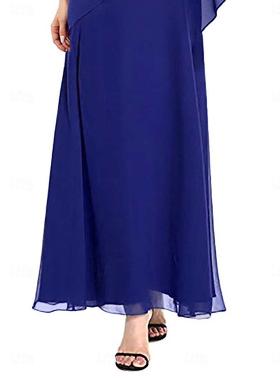 A-linie šaty pro matku nevěsty elegantní jednoduché čtvercový výstřih kotníková délka chiffon krátký rukáv s jednobarevným potiskem 2025 - $149.99 –P4