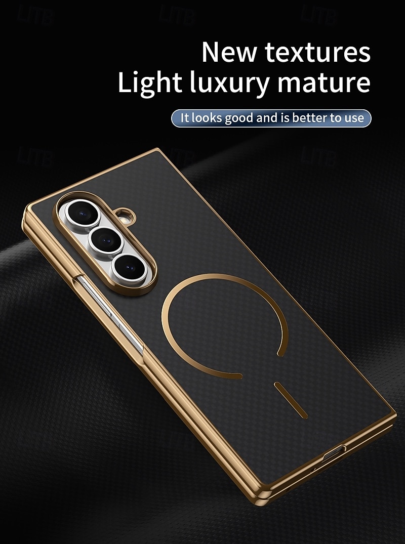Phone Case For Samsung Galaxy Z Fold 7 Z Fold 6 Z Fold 5 Z Fold 4 Z Fold 3 Back Cover with Screen Protector Magnetic Support Wireless Charging Retro Plating PC PU Leather 2025 - $17.99 –P2