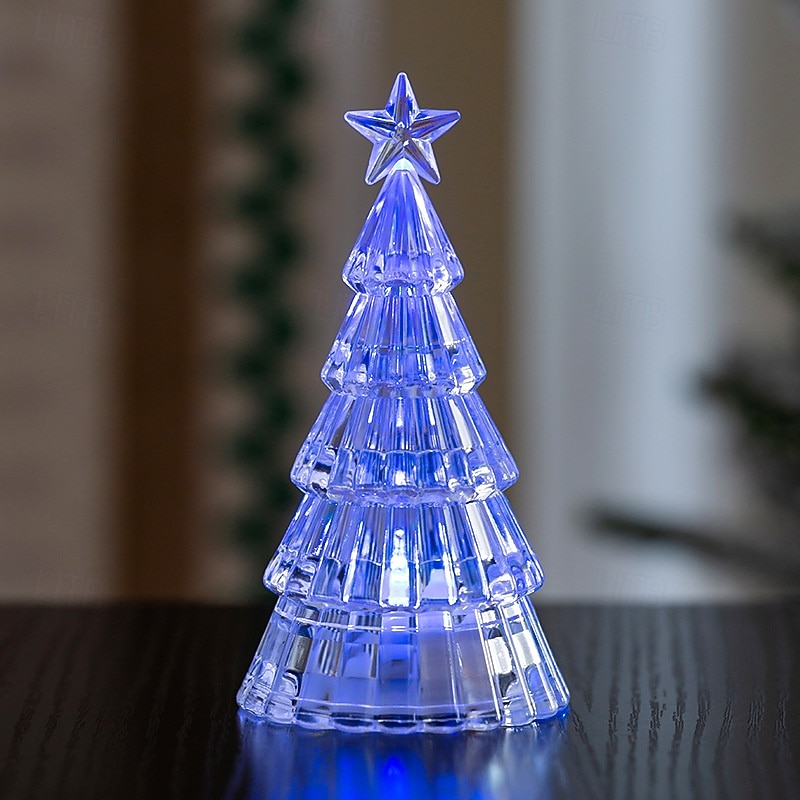 1 Pc 15.2 * 7.8CM/11.2 * 5.8CM Christmas Crystal Christmas Tree LED Night Light Desktop Decorative Light AG13 * 3 Battery/AAA Battery 2025 - CAD $3.99 –P3