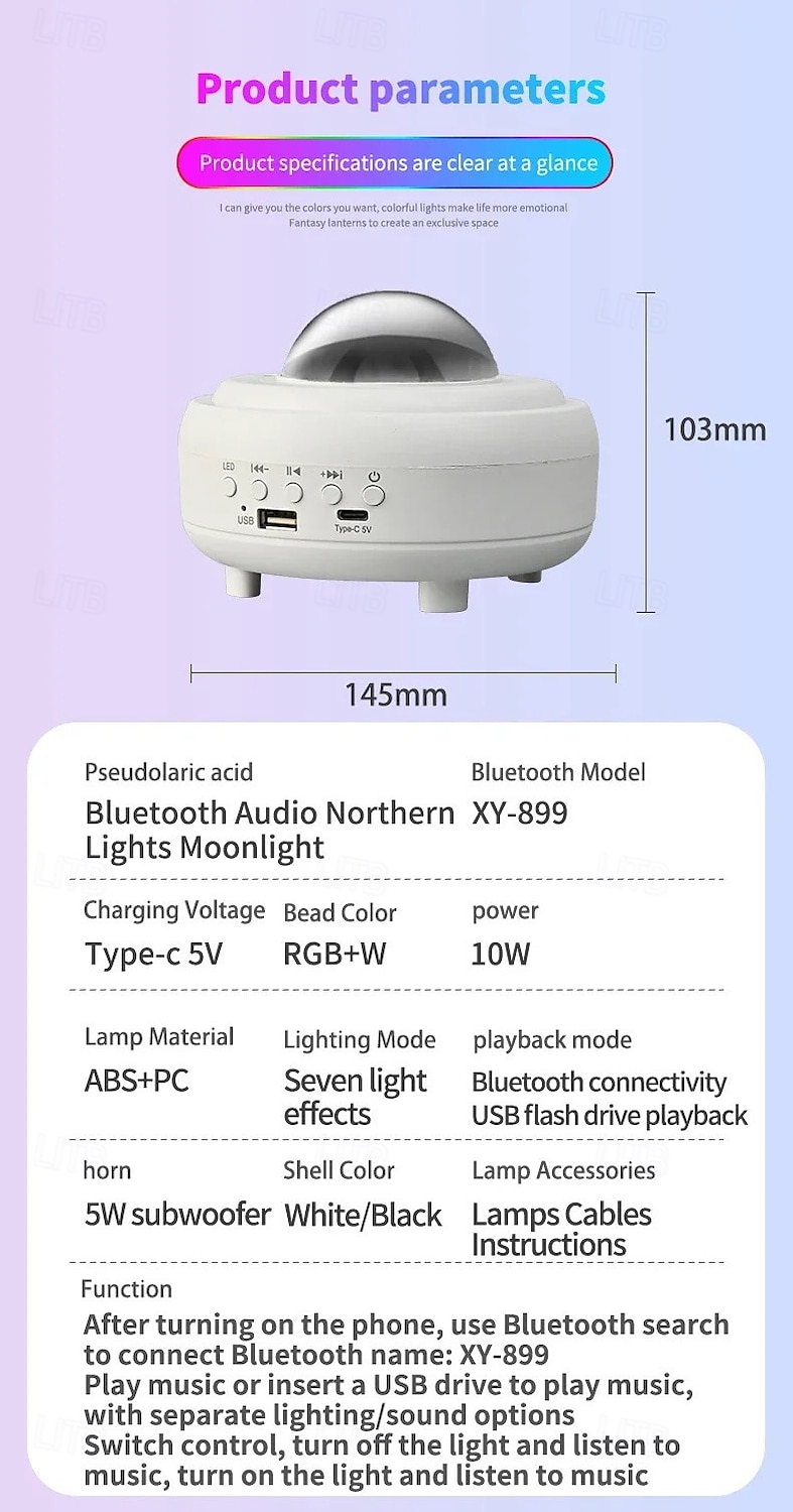 2025年 UFO宇宙船投影星空ランプBluetoothスピーカーRGB LEDオーロラムーンランプ寝室装飾空飛ぶ円盤投影ランプ  コレクション – $23.99 –P10