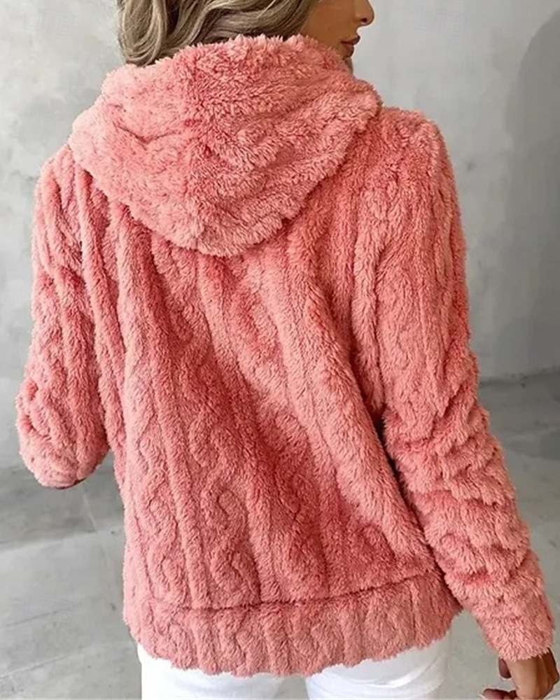 Per donna Giacca in Pile Cappotto Giacca con Cappuccio Caldo Confortevole Cerniera Tasca Moda Moderno Casual Semplice Uscire Weekend Cerniera Regolare Con Cappuccio Vestibilità regolare Manica Lunga del 2025 a $26.99 –P6