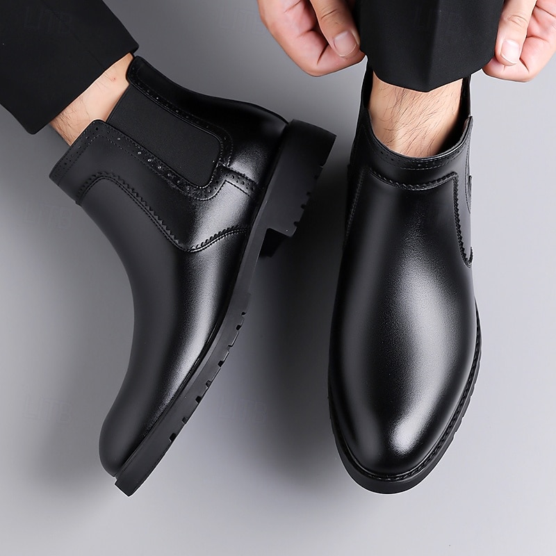 Homme Bottes Rétro Marche ancien Quotidien Cuir PU Confortable Bottes Mi-Mollet Mocassin Brun foncé Noir Printemps Automne de 2025 ? $54.99 –P19