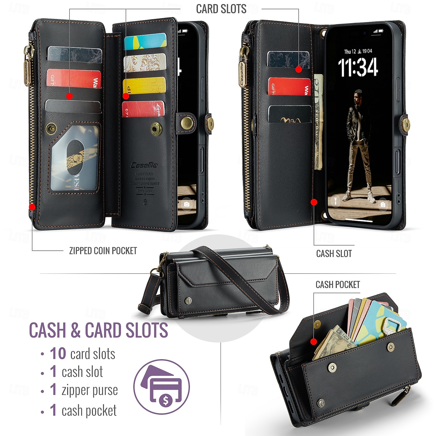 telefon fodral Till iPhone 17 Pro Max 17 Air 17 Plånboksfodral med snodd med handledsrem Stöd TPU PU läder 2026 - $28.99 –P7
