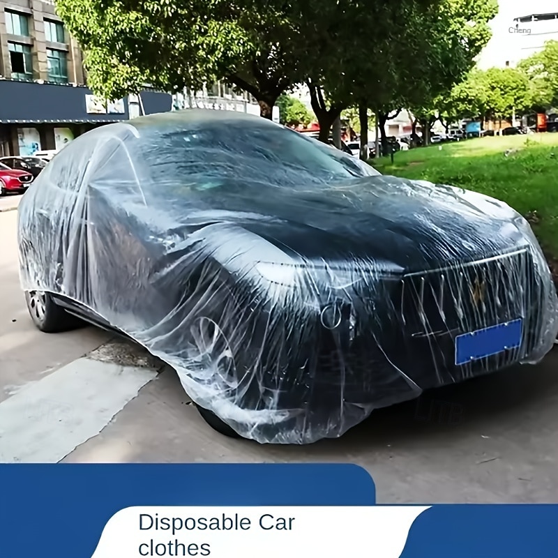 Universele transparante autohoes - zware PE-folie stofdicht &UV-bescherming, krasbestendig, transparant, volledige dekking voor bescherming tegen alle weersomstandigheden, binnen- en buitengebruik 2026 - $16.99 –P10