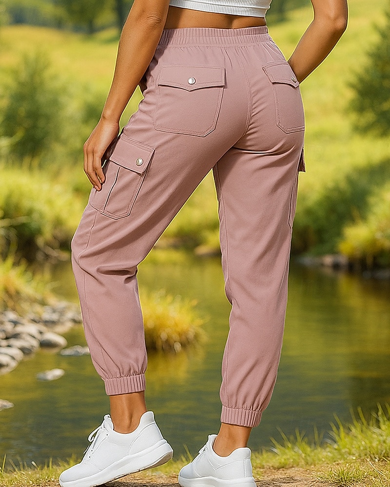 Жен. Брюки карго Штаны для туризма и прогулок Весна Осень На открытом воздухе Стандартный Быстровысыхающий Нижняя часть Карман Черный Розовый Отдых и Туризм Бег S M L XL XXL 2026 - $34.99 –P6