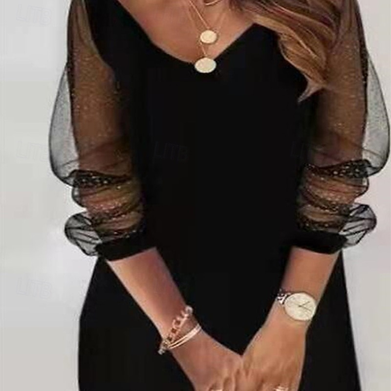 Pentru femei Rochii Midi Rochie neagra Rochie de petrecere Rochie casual Rochie de Cocktail Elegant Modă Modern În aer liber Petrecere Zilnic Zvelt Bloc Culoare Manșon Lung În V Roz Deschis Dungi 2025 - $26.99 –P5