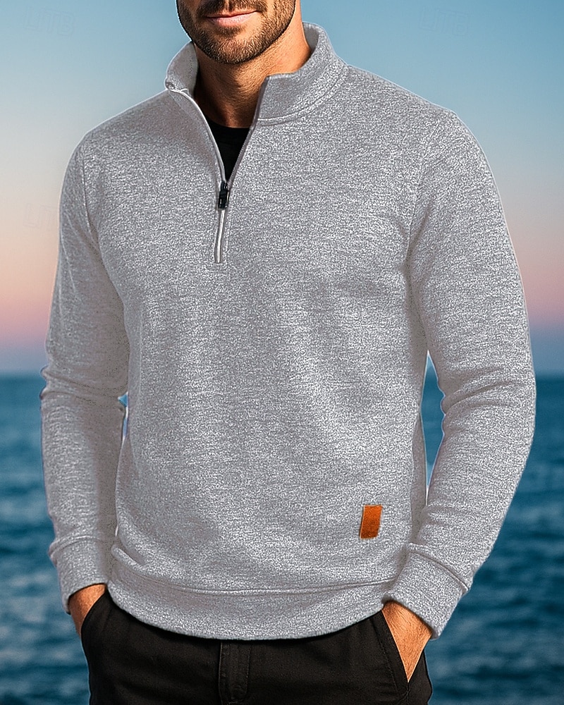 Per uomo cima dell'escursionismo Maglione con cerniera a un quarto Manica Lunga Collo alla coreana Maglietta Top Esterno Leggero Elastico Traspirante Inverno Zip a un quarto Poliestere Grigio scuro del 2025 a $7.49 –P5