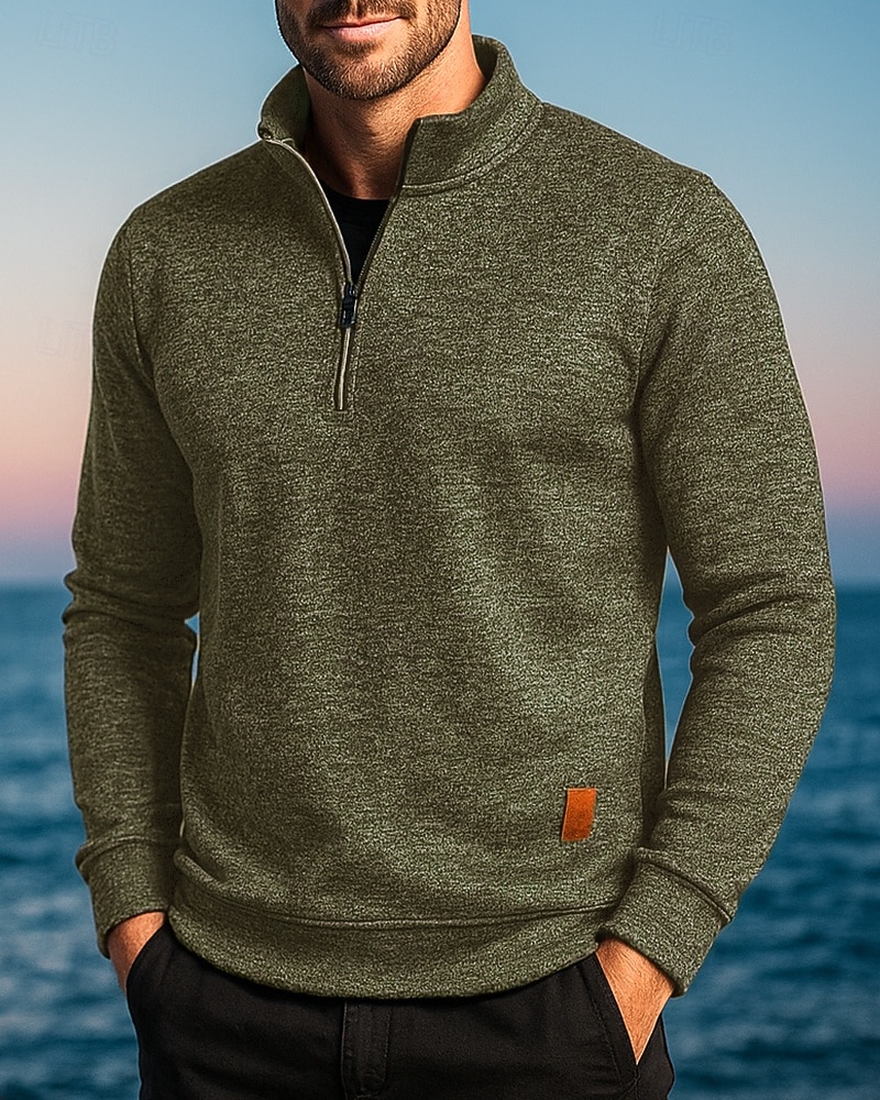 Per uomo cima dell'escursionismo Maglione con cerniera a un quarto Manica Lunga Collo alla coreana Maglietta Top Esterno Leggero Elastico Traspirante Inverno Zip a un quarto Poliestere Grigio scuro del 2025 a $7.49 –P12