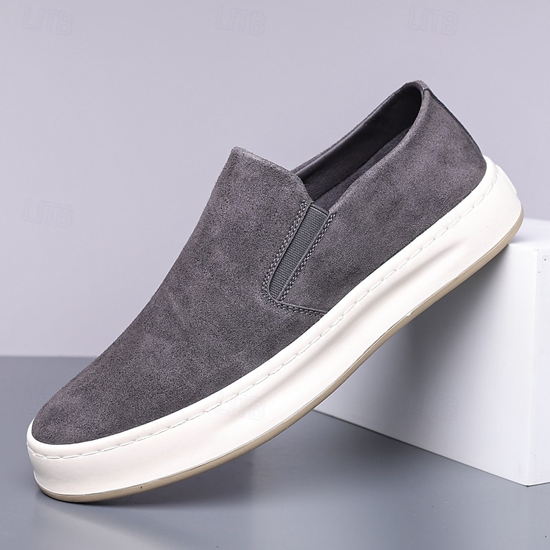 Teniși slip-on pentru bărbați, gri taupe, cu talpă albă – pantofi casual ușori pentru primăvară, vară și stil stradal 2026 - $64.99 –P2