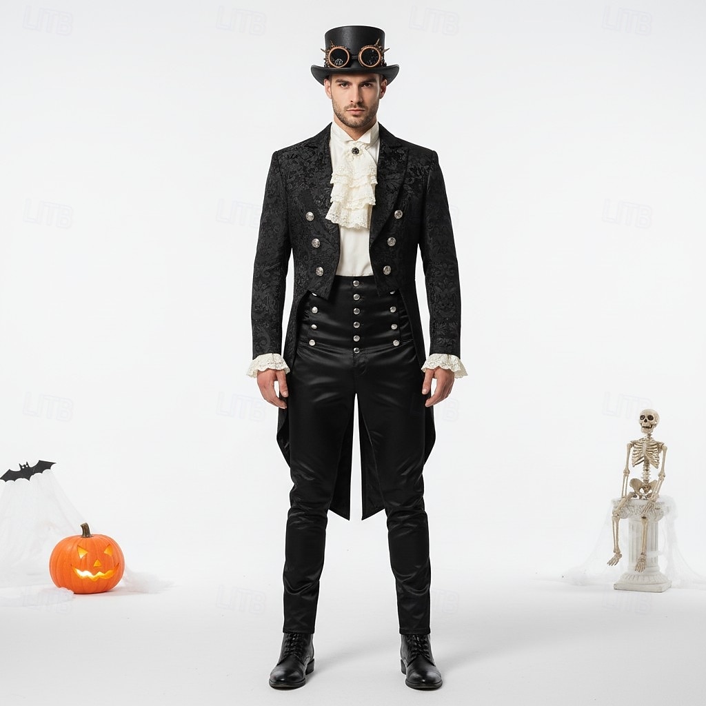 Conjunto Retro Vintage Medieval Casaco Jaqueta Tailcoat Ebenezer Scrooge Dickens Vampiros Elfo Chapeleiro Louco Fantasia Homens Fantasia Real Steampunk Natal Dia Das Bruxas Carnaval Espetáculo Festa de 2026 por $114.99 –P1