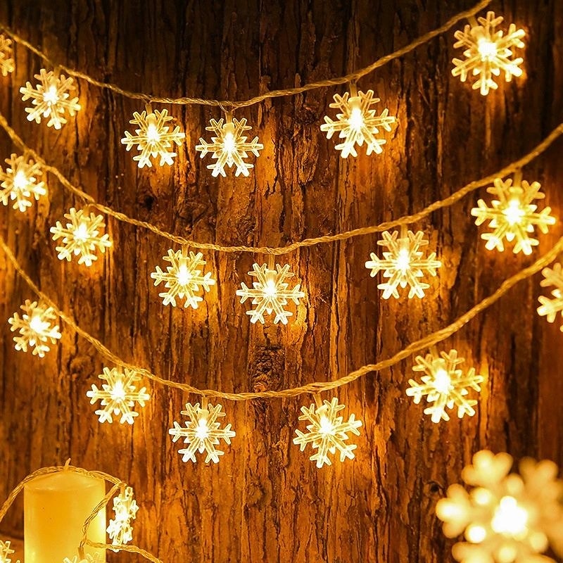 2025年 クリスマス LED スノーフレーク エルク スター フェアリー ストリングライト 10/20/40LED 新年 ウェディング ガーランドライト 電池式 ホリデーパーティー 雰囲気 デコレーション  コレクション – $12.99 –P2