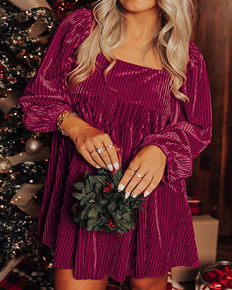 Női Mini ruha Bársony ruha Party ruha hétköznapi ruha Koktélruha Elegáns Modern Parti Estély Randi Normál Sima Hosszú ujj Szögletes Arcpír rózsaszín Bor Barna Lóhere Ősz Tél 2025 - $63.99 –P6