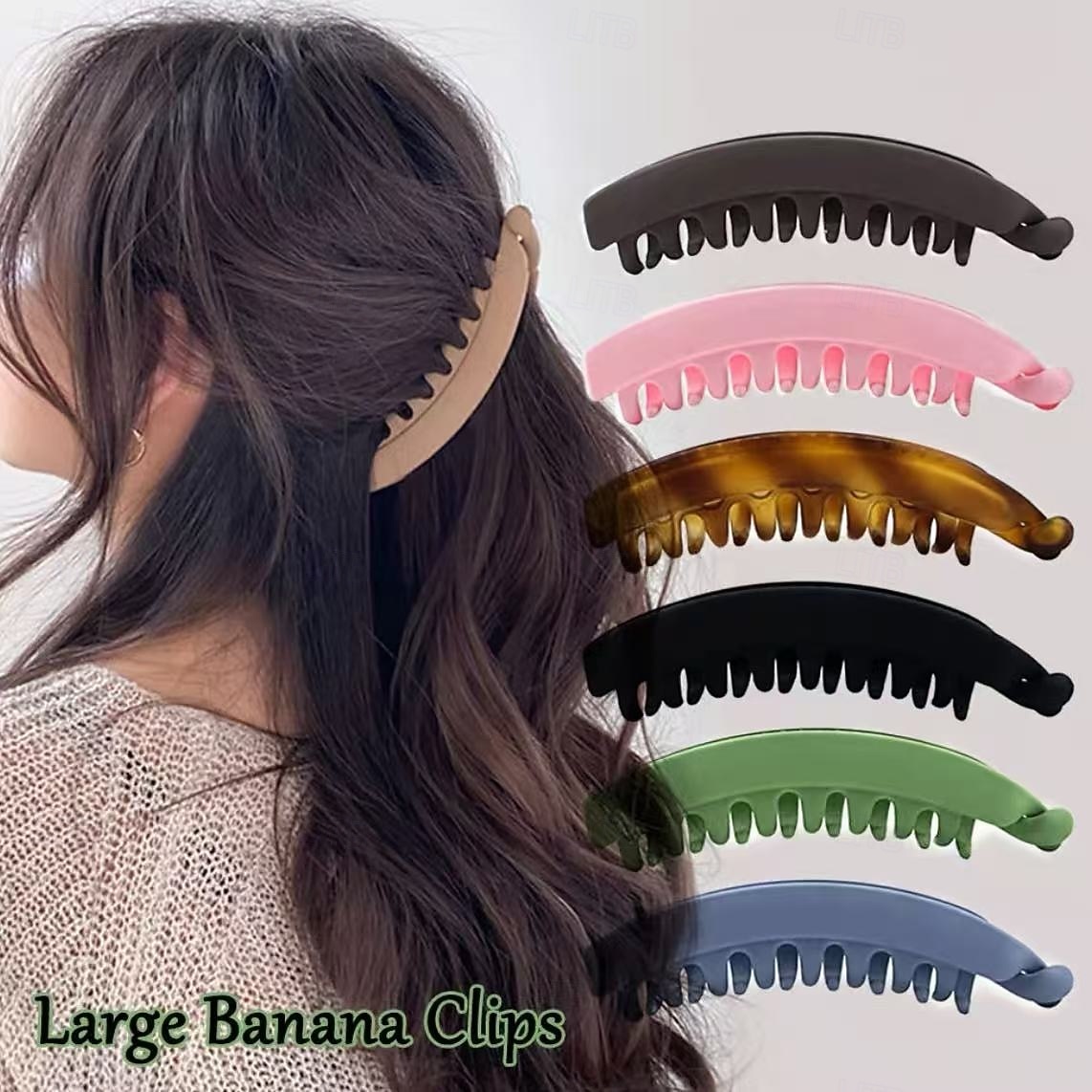 6-pakning store bananhårspenner sklisikker hestehaleholder for kvinner og jenter i koreansk stil, tykk halvmåneformet hårspenne for hverdagsbruk 2026 - $12.99 –P1