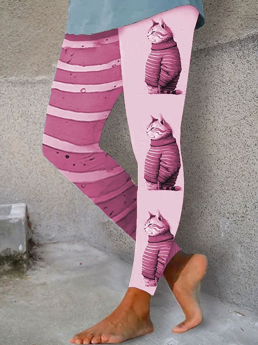 Γυναικεία Κολάν Διακοπές Βίντατζ Μοντέρνα Πλήρες μήκος Ψηλή Μέση Γραφική Γάτα Εκτύπωση Διατηρείτε Ζεστό Moale Αναπνέει Ελαστικό Καθημερινά ΕΞΩΤΕΡΙΚΟΥ ΧΩΡΟΥ Διακοπές 2026 - $21.99 –P5