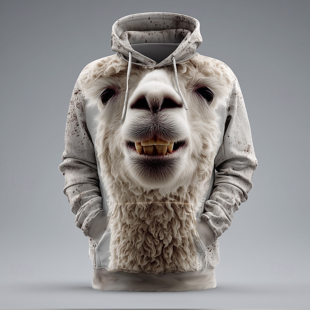 Herren Tiermotiv Optische Täuschung Kapuzensweatshirt Pullover Mode Cool 3D Langarm Rundhalsausschnitt Heim Party Streetwear Weiß Braun Grün Grau Kordelzug Herbst Winter Designer S M L XL XXL XXXL 2026 - $28.99 –P3