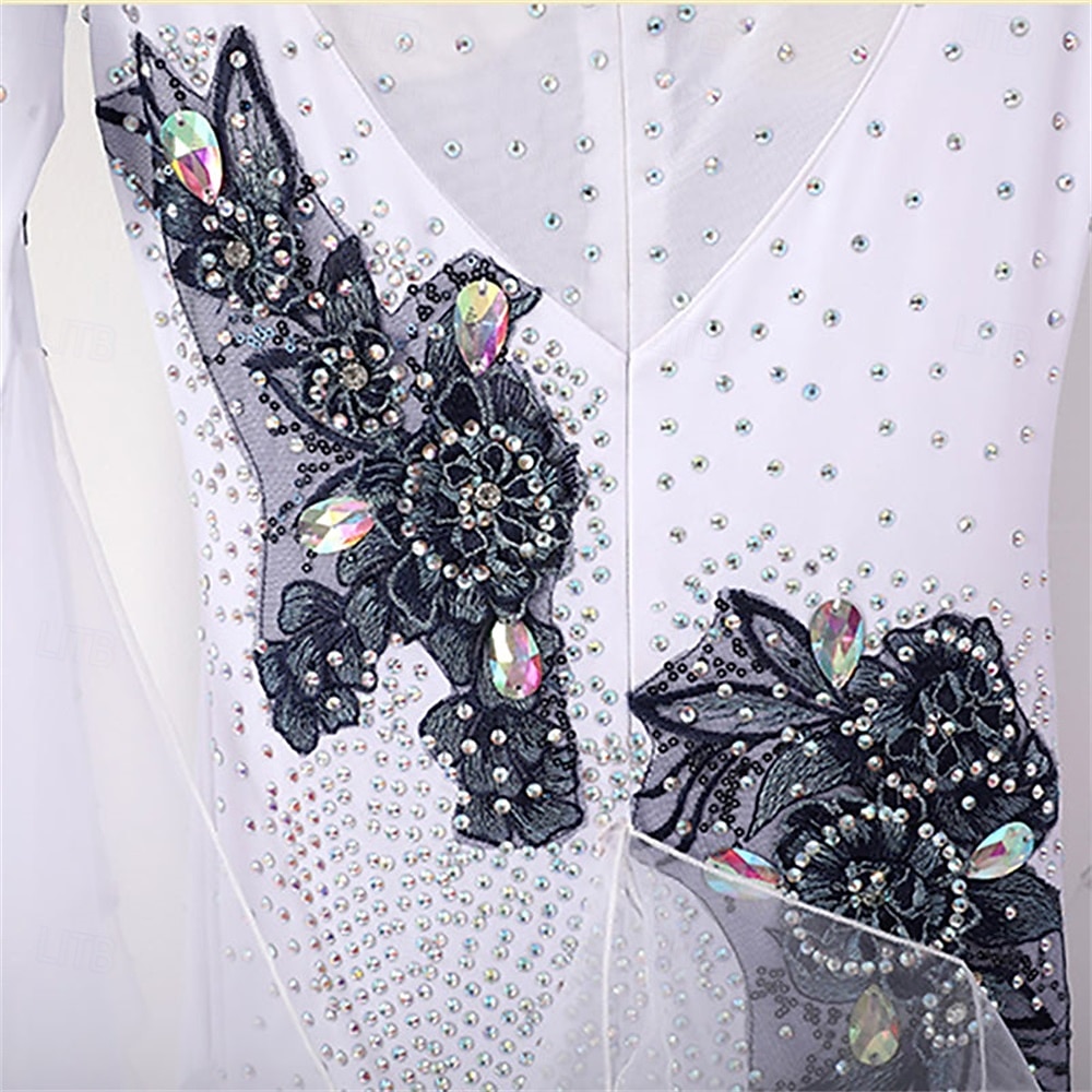 abito da ballo da sala da ballo moderno da competizione in pizzo bianco con diamanti da donna del 2026 a $251.39 –P5