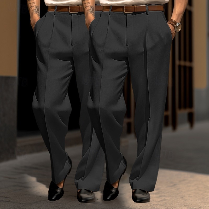 Per uomo Pantaloni Pantaloni Eleganti Pantaloni da Abito Tasca Frontale Gamba Dritta Confezione multipla Semplice Comodità Lunghezza intera Matrimonio Feste Affari Moda Chic & Moderno Bianco + kaki del 2026 a $42.99 –P11