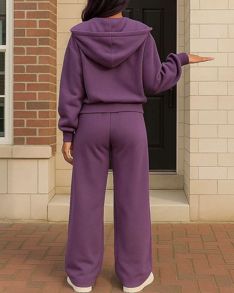 Per donna Felpa con cappuccio e zip Top attillato Tuta da 2 pezzi Baggy con tasca Tinta unita Completo Abbigliamento Autunno Rosa Viola Escursionismo Lavoro All'aperto Manica Lunga Sport del 2026 a $36.99 –P2