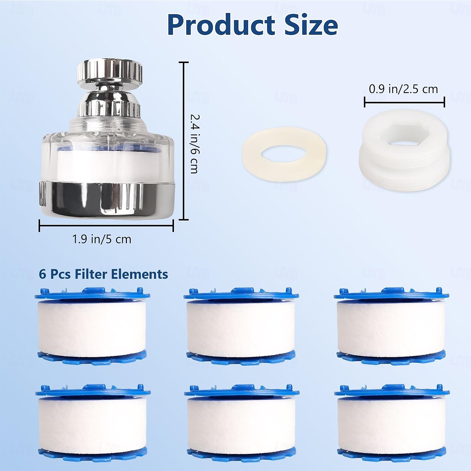 Universal 360 Degree Rotating Kitchen & Bathroom Faucet Water Purifier - 2 Pack Sink Water Filter Faucet with 6 Filter Cartridges - Removes Chlorine Fluoride Heavy Metals & Hard Water 2026 - $23.99 –P9