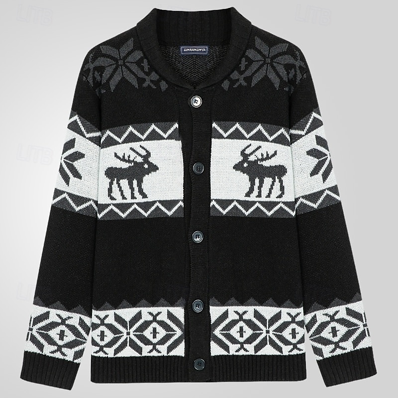 Herren Hässlicher Weihnachtspullover Weihnachtspullover Pullover Strickjacke Gerippt Stricken Normale Oberteile Gestrickt Einfach Schalkragen Urlaub Mode Lässig Ferien Bekleidung Winter Frühling 2025 - $41.99 –P3
