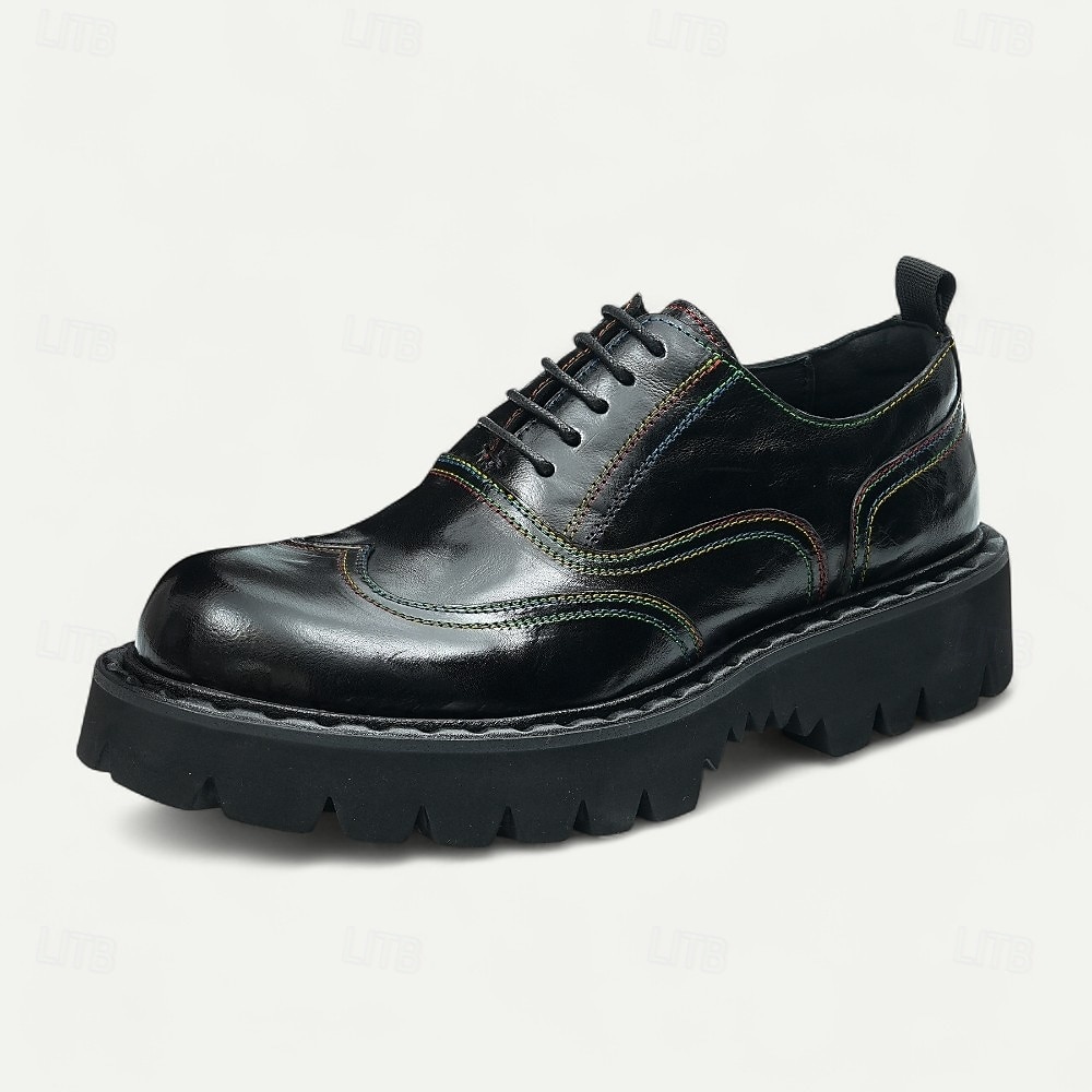 Herresko med burgunderfargede brogues og oxford-sko, klassiske snøresko for kontoret, banketter og spesielle anledninger 2026 - $119.99 –P4