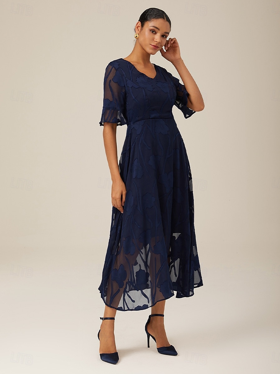 Dames Maxi-jurk Cocktail jurk Bruiloft gast jurk Semi-formele jurk A lijn jurk Elegant Werk Verjaardag Flutter mouw Bruiloft gast Cocktailparty Formele avonden Normale pasvorm Effen Kleur Effen Halve 2025 - $59.99 –P13