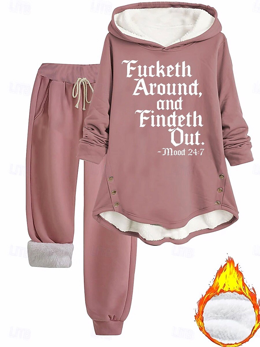 نسائي يوميا قبعة كم طويل مع قبعة الرسم أحرف رباط طباعة فضفاض مناسب للبس اليومي وردي بلاشيهغ أزرق رمادي الخريف عادي 2025 - $47.99 –P3