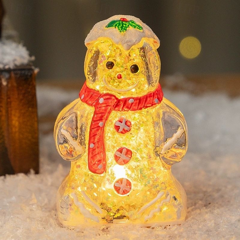 Crăciun drăguț om de turtă dulce lumină strălucitoare om de zăpadă Crăciun alimentat cu baterii ornamente de Crăciun cadou de Anul Nou decorațiuni interioare 2025 - $9.49 –P6