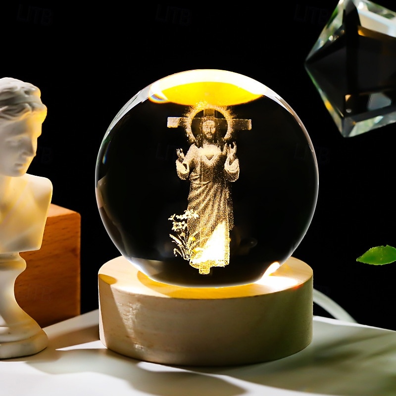 3D-Statue der Jungfrau Maria aus Kristall mit Holzsockel, lasergravierte Glaskugelstatue „Unsere Liebe Frau von Guadalupe“, 3D-Kristallkugel, Mutter Maria, christlich-katholische religiöse 2025 - $12.49 –P6