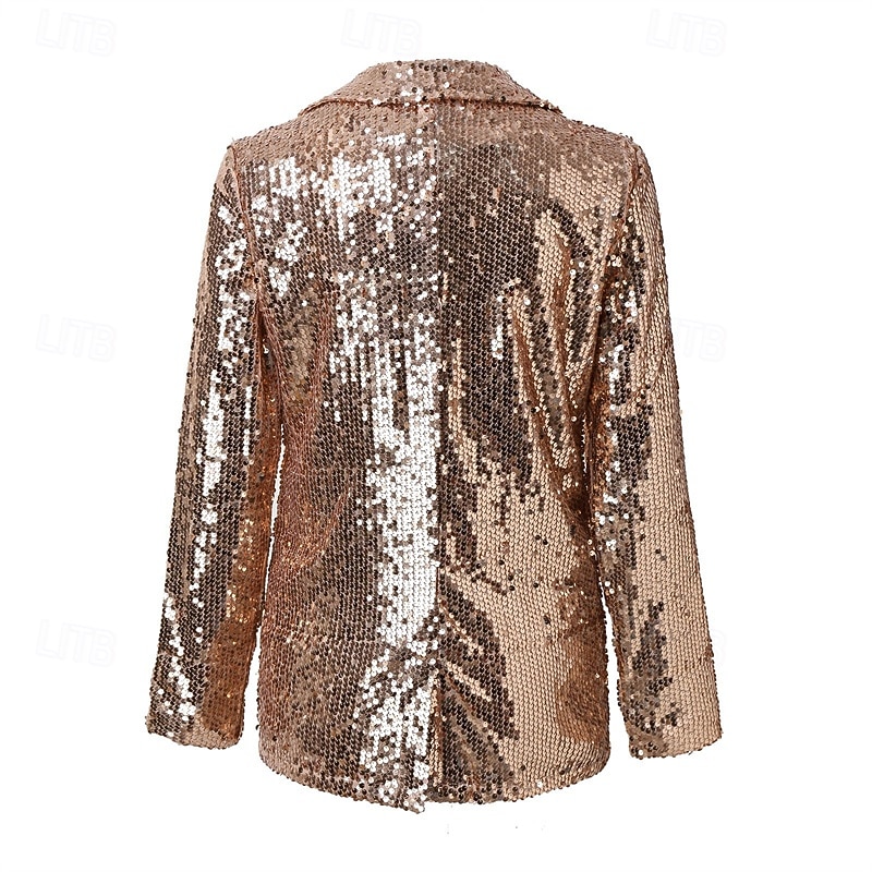 Pentru femei Jachetă cămașă Blazer Comfortabil Respirabil Sequin Modă Zilnic Simplu În aer liber Casual Zilnic Regulat Rever Fit regulat Manșon Lung Îmbrăcăminte exterioară Argintiu Negru Roșu Vin 2025 - $28.99 –P3