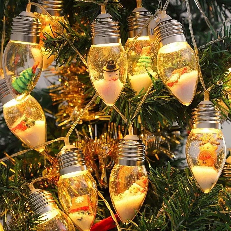 Guirlande lumineuse de Noël à ampoules, flocon de neige, sapin de Noël, 1,5 m, 10 LED, alimentée par piles, pour fête de Noël, fenêtre, balcon, porche de 2025 ? $15.99 –P7