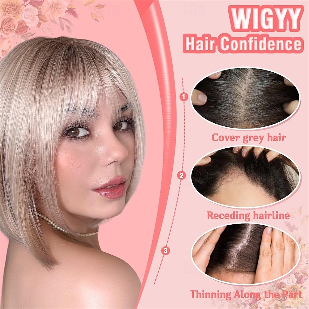 Парик боб пепельно-русый для белых женщин, короткий, синтетическое волокно, протеин, 12 дюймов, термостойкий, натуральный вид, легкий, повседневный 2026 - $21.99 –P7