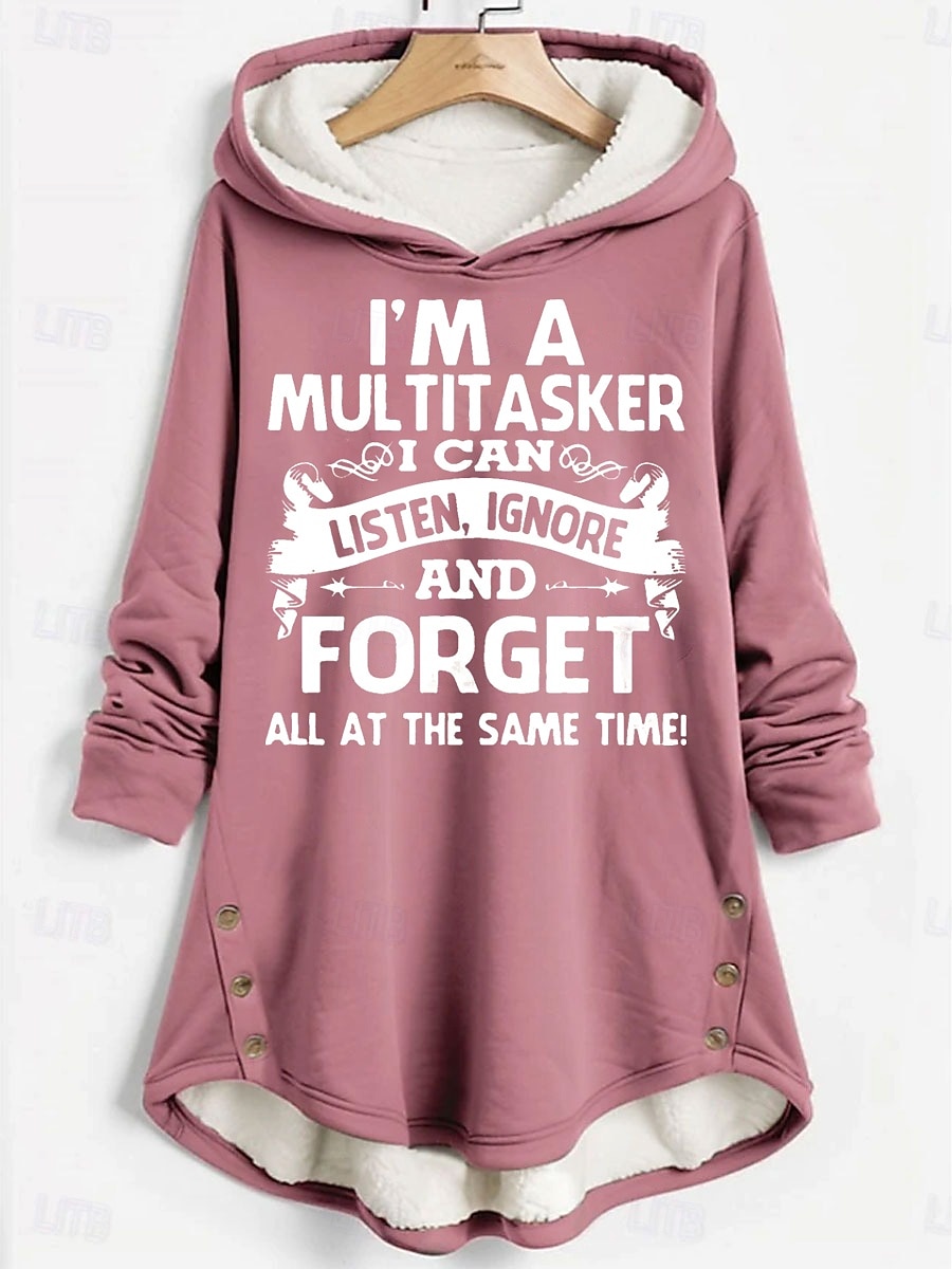 Női Pulóver Hoodie pulóver Grafika Szöveg Alkalmi Comfrt Hosszú ujj Kapucni Hosszú felsők Utca Hétköznapi Nyomtatott Sötétrózsaszín Medence Szürke Ősz Tél 2025 - $28.99 –P1